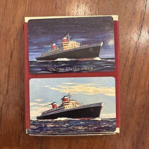 Vintage 1952 US SS United States Lines Night & Day Playing Card Decks WJ Aylward
